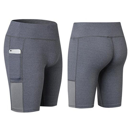 A visual representation of two pairs of men's running shorts, each equipped with pockets, showcasing their design and functionality.