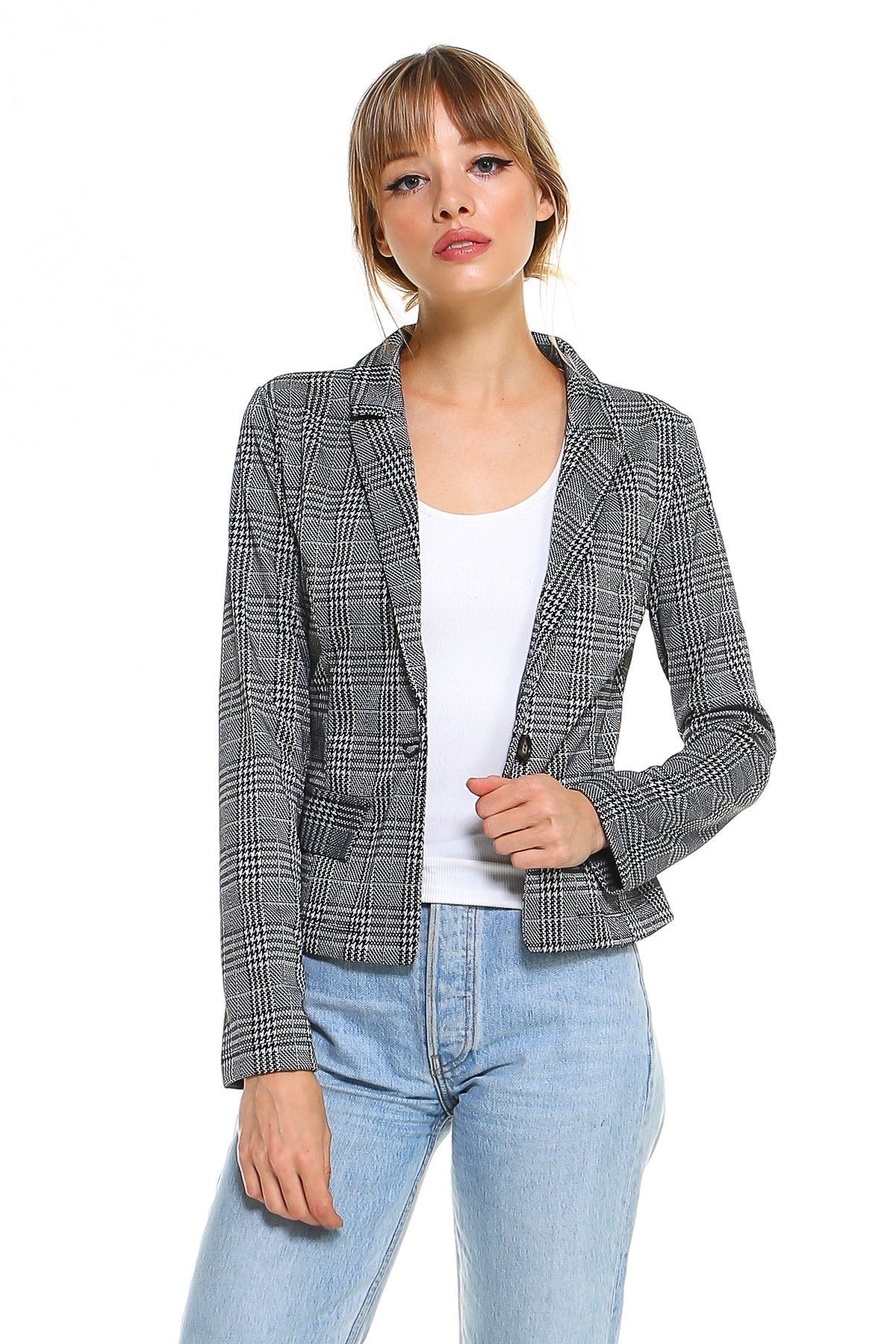 Point Plaid Blazer-Crafty Monkey