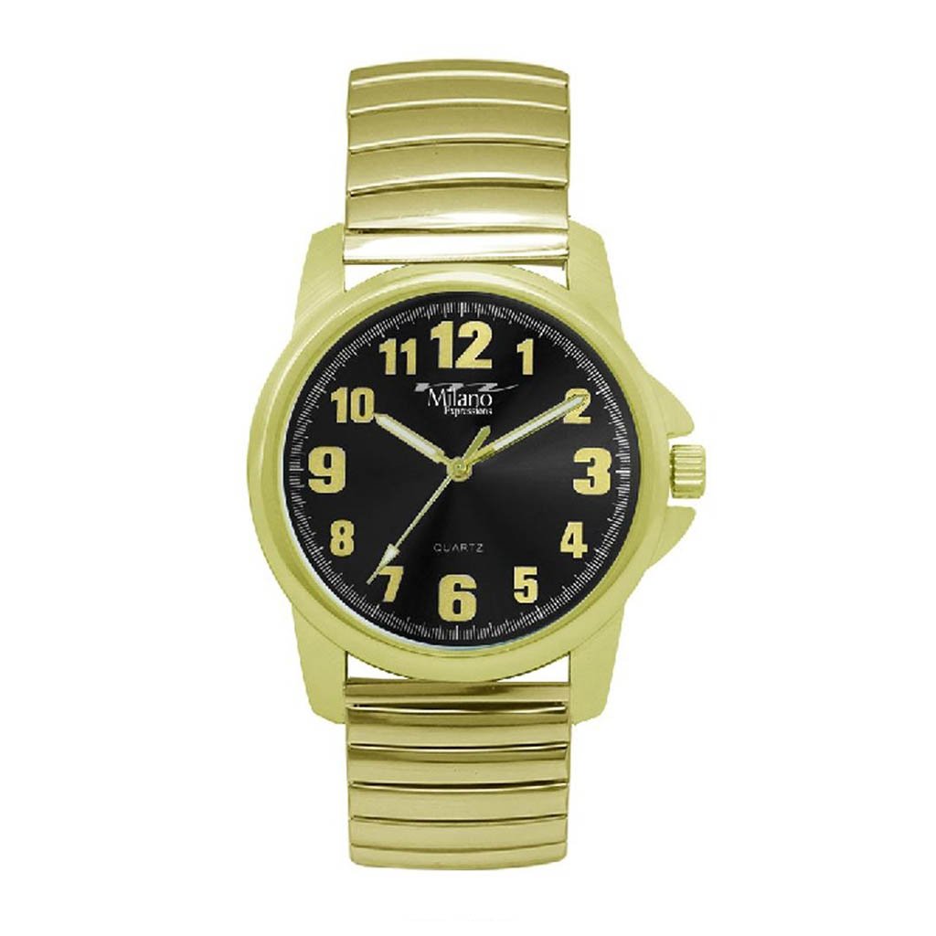 M Milano Expressions Gold Flex Band Watch With Black Dial-Crafty Monkey