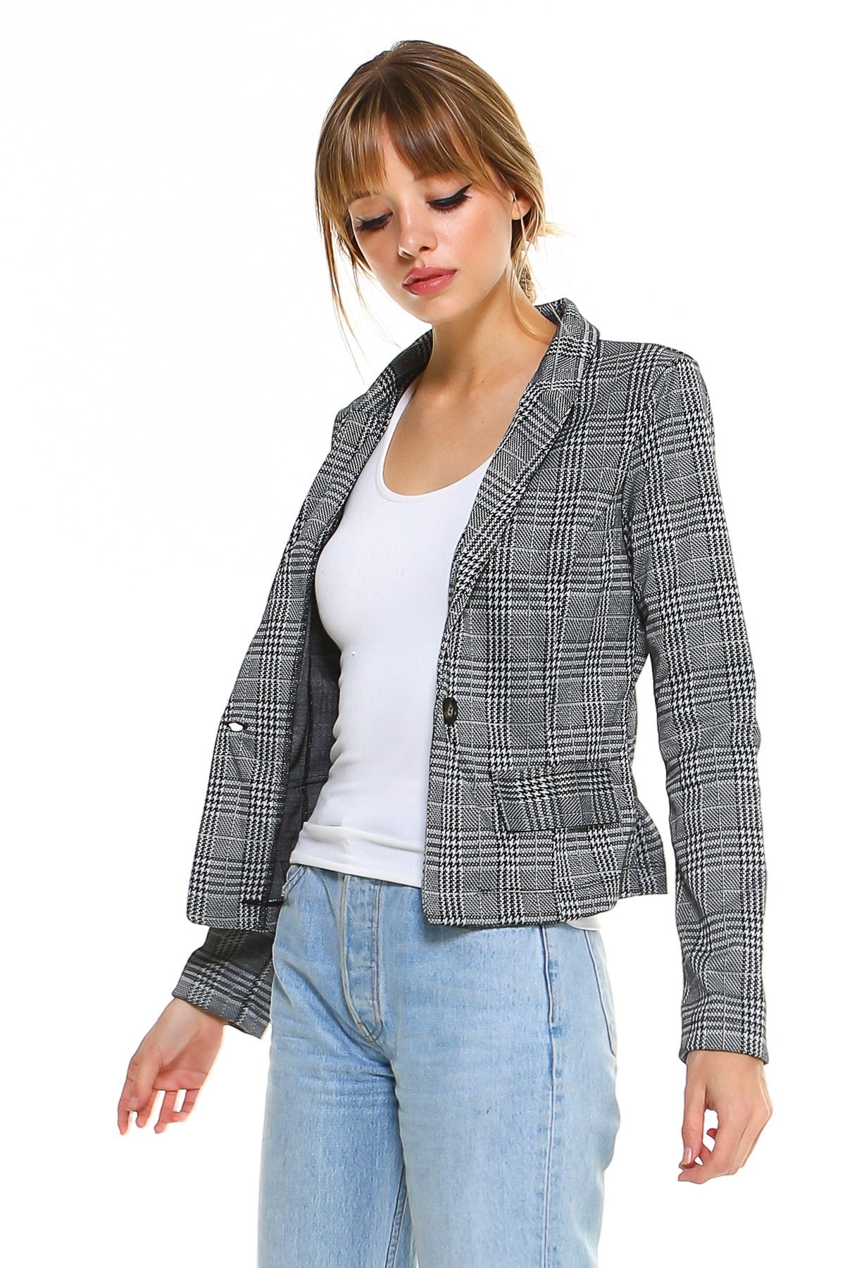 Point Plaid Blazer-Crafty Monkey