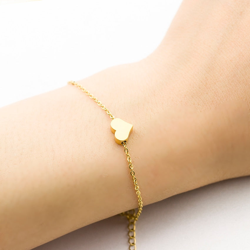 Tiny Heart Bracelet For Women Stainless Steel-Crafty Monkey