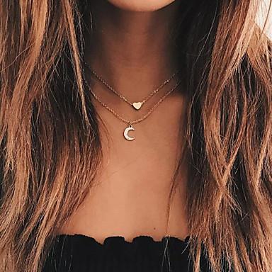 Moon and Heart Two Layer Necklace-Crafty Monkey