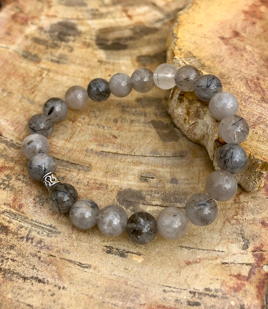 Black Tourmaline Quartz Stretch Bracelet! Natural Crystals & Handmade!-Crafty Monkey