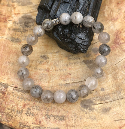 Black Tourmaline Quartz Stretch Bracelet! Natural Crystals & Handmade!-Crafty Monkey