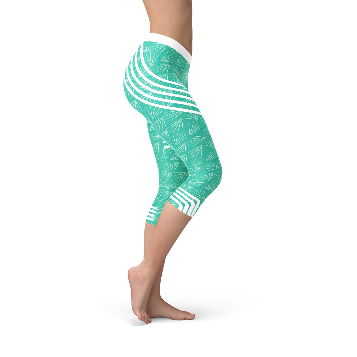 Turquoise Sports Capri Leggings-Crafty Monkey