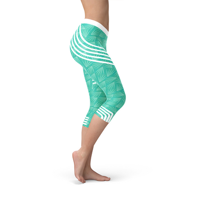 Turquoise Sports Capri Leggings-Crafty Monkey