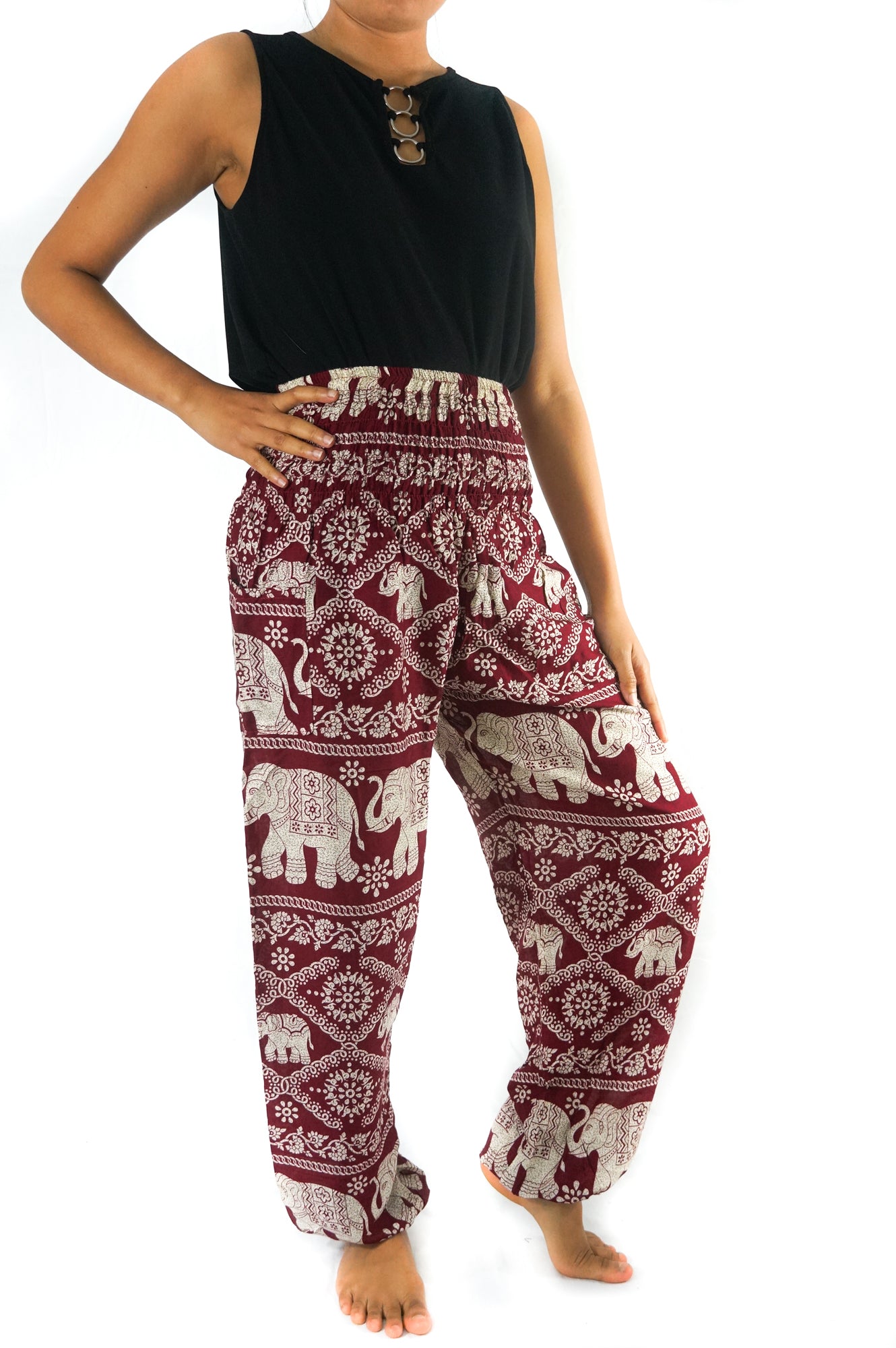 Burgundy ELEPHANT Pants Women Boho Pants Hippie Pants Yoga-Crafty Monkey