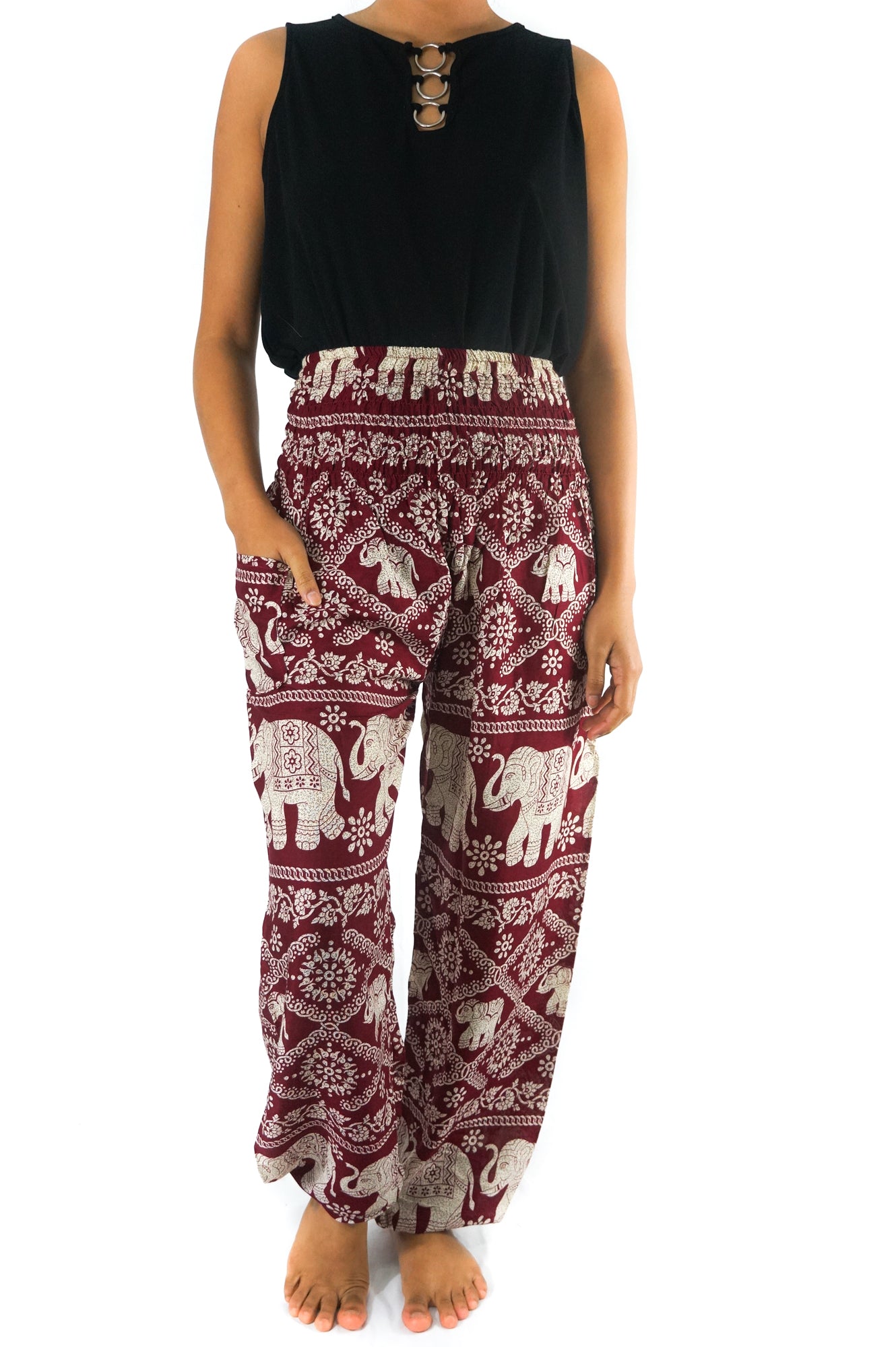 Burgundy ELEPHANT Pants Women Boho Pants Hippie Pants Yoga-Crafty Monkey