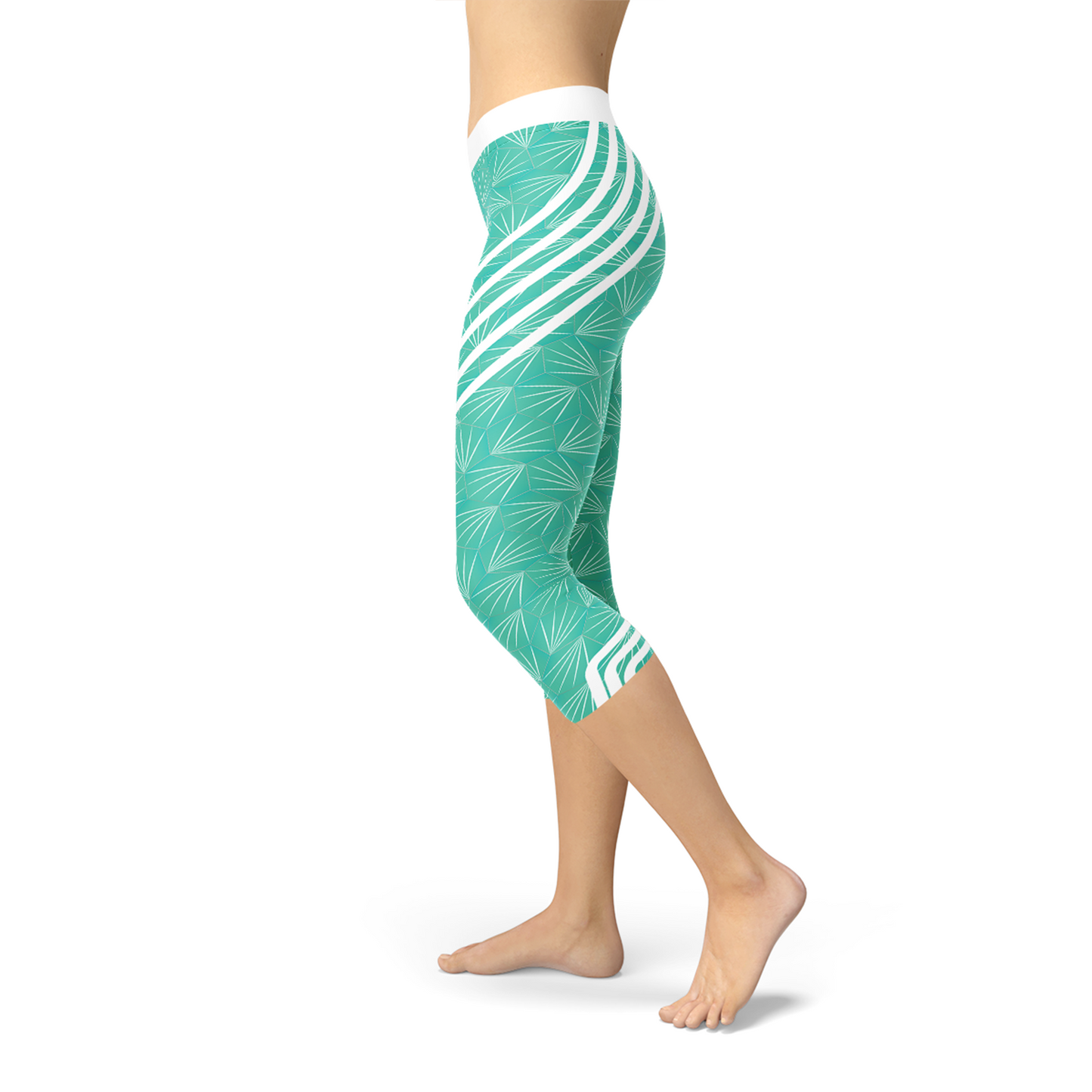 Turquoise Sports Capri Leggings-Crafty Monkey