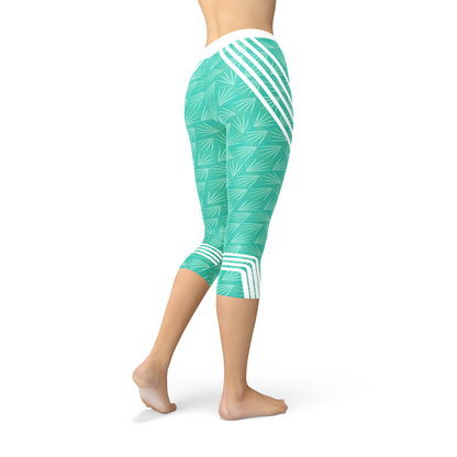 Turquoise Sports Capri Leggings-Crafty Monkey