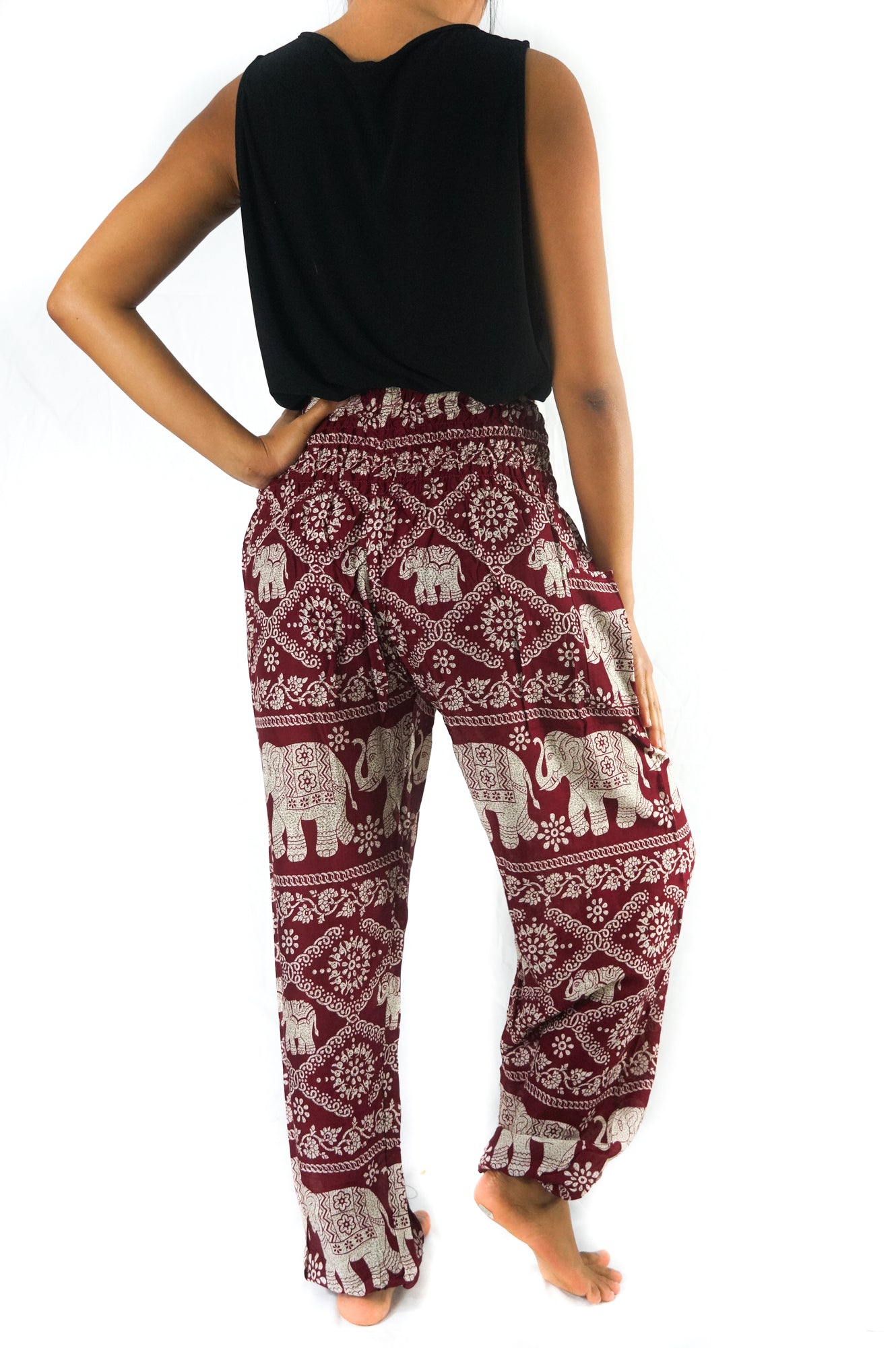 Burgundy ELEPHANT Pants Women Boho Pants Hippie Pants Yoga-Crafty Monkey