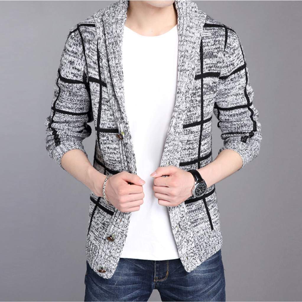 Mens Shawl Collar Gray Cardigan-Crafty Monkey