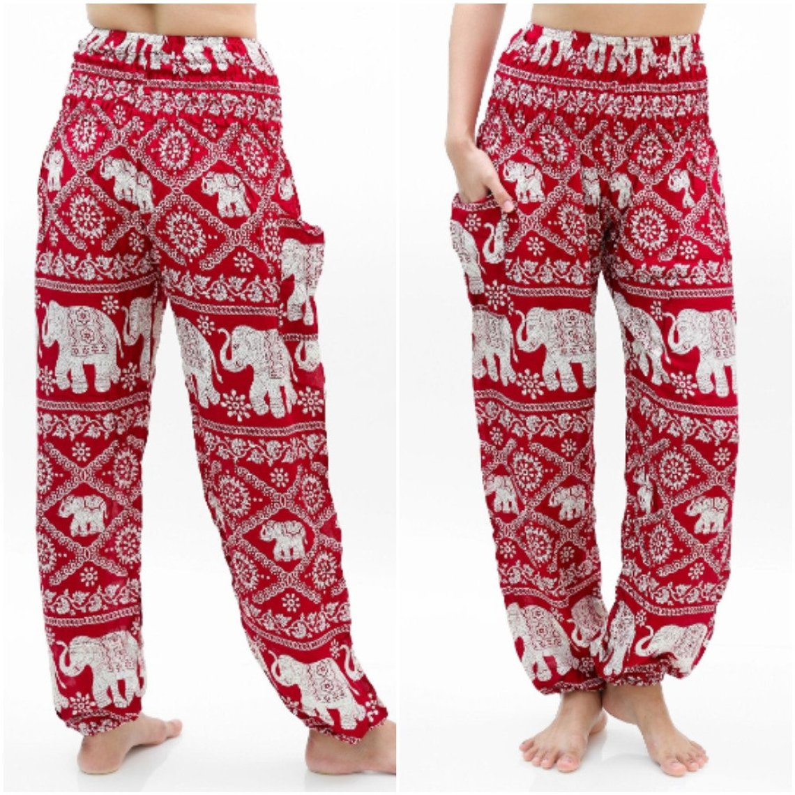 Burgundy ELEPHANT Pants Women Boho Pants Hippie Pants Yoga-Crafty Monkey