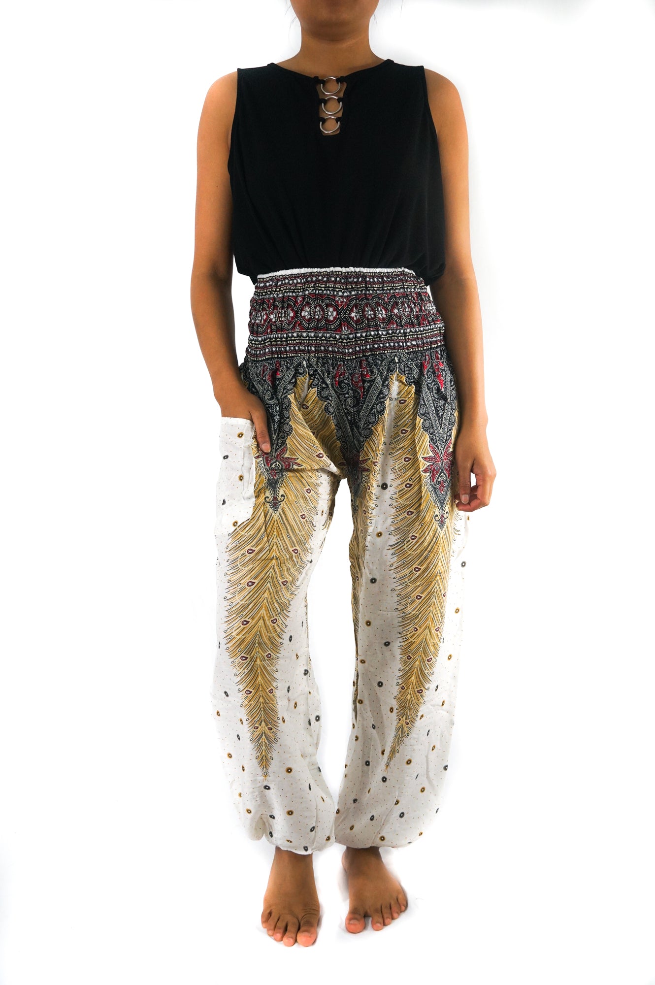 WHITE PEACOCK Women Boho Pants Hippie Pants Yoga-Crafty Monkey