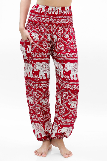 Burgundy ELEPHANT Pants Women Boho Pants Hippie Pants Yoga-Crafty Monkey