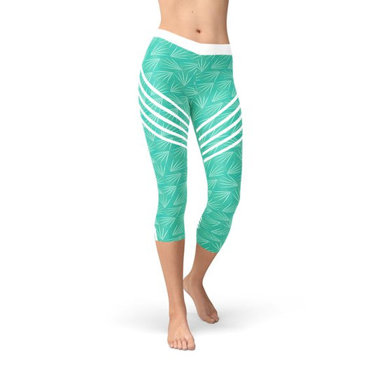 Turquoise Sports Capri Leggings-Crafty Monkey