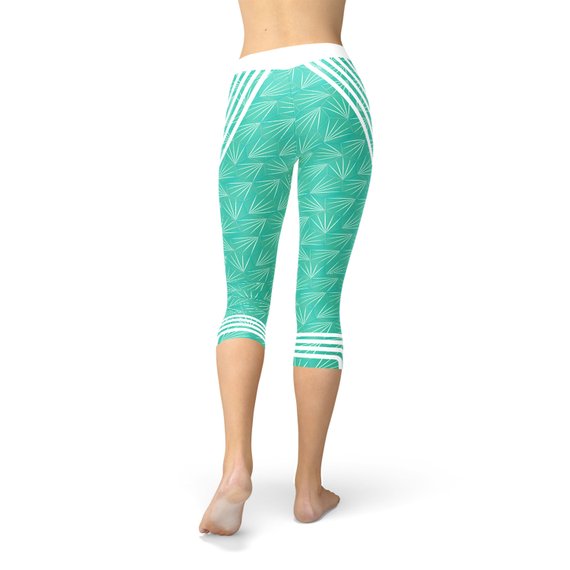 Turquoise Sports Capri Leggings-Crafty Monkey